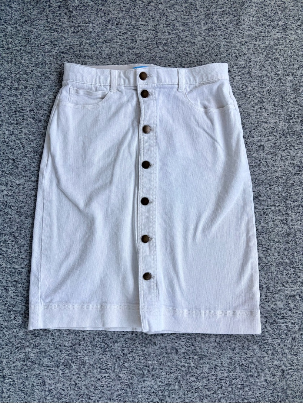 Draper James RSVP Off White Button Front Midi Jean Skirt